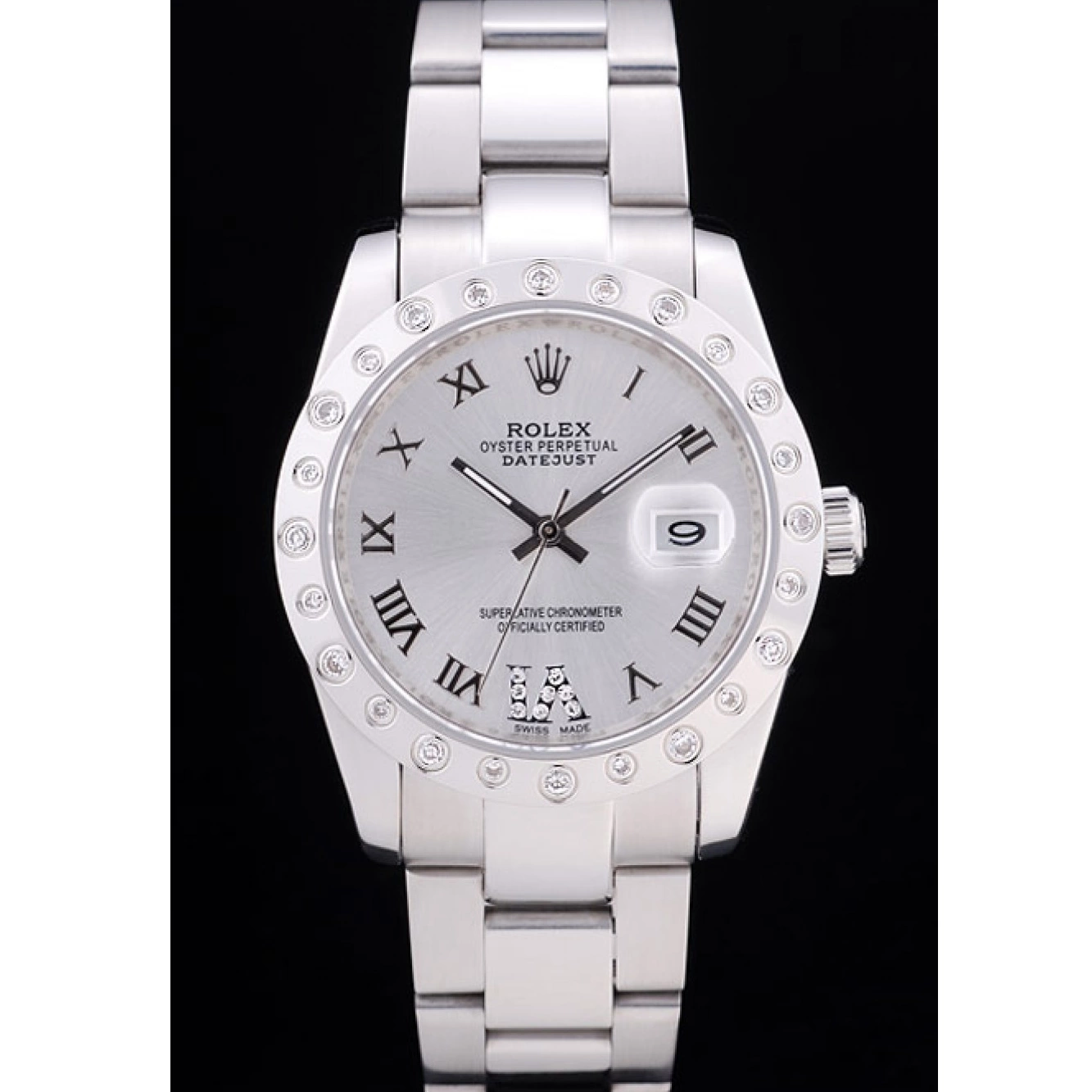 Aaa replica watch Rolex Bezel Dial Diamond Silver 7468 Datejust 0819